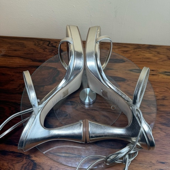 Gold Strappy Heeled Sandals - Picture 13 of 16